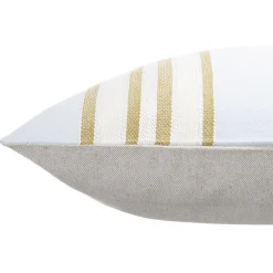 Coussin jacquard rayure bleu clair et marron 50x30cm