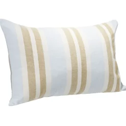 Coussin jacquard rayure beige et bleu clair 50x30cm