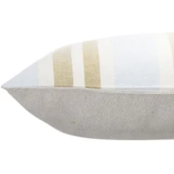 Coussin jacquard rayure beige et bleu clair 50x30cm