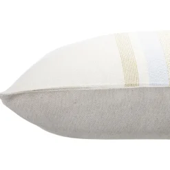 Coussin jacquard rayure bleu clair et beige 50x30cm