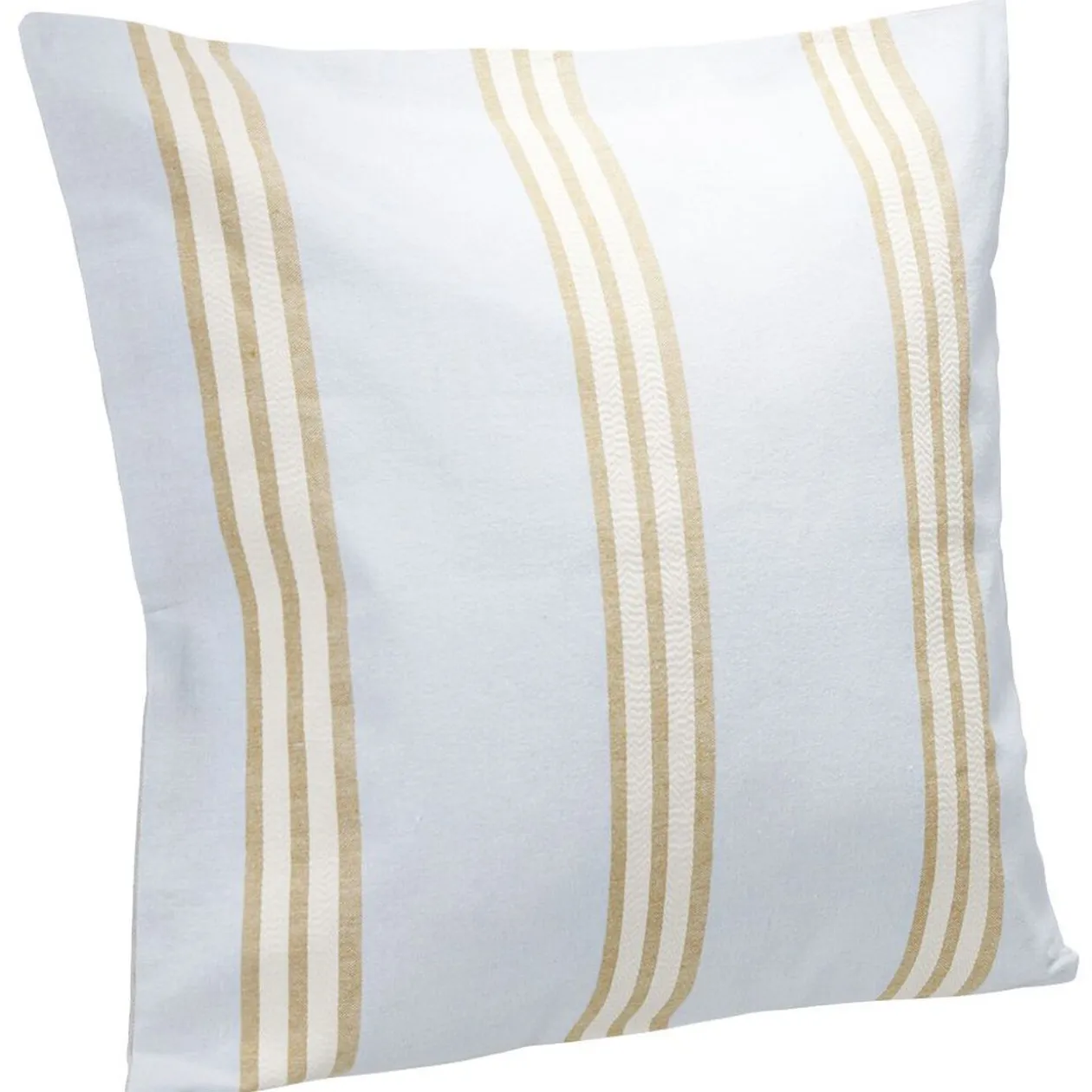 Coussin jacquard rayure blanc marron bleu clair 45x45cm