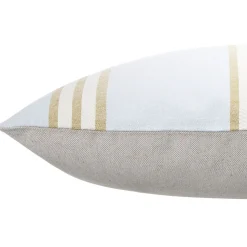 Coussin jacquard rayure blanc marron bleu clair 45x45cm