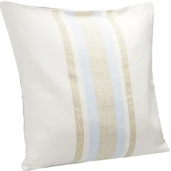 Coussin jacquard rayure beige marron bleu 45x45cm