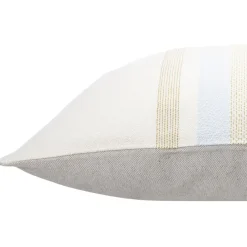 Coussin jacquard rayure beige marron bleu 45x45cm