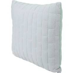 Coussin jersey carré motif surpiqué gris et vert