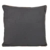 Coussin laine bouillie gris anthracite bordure marron