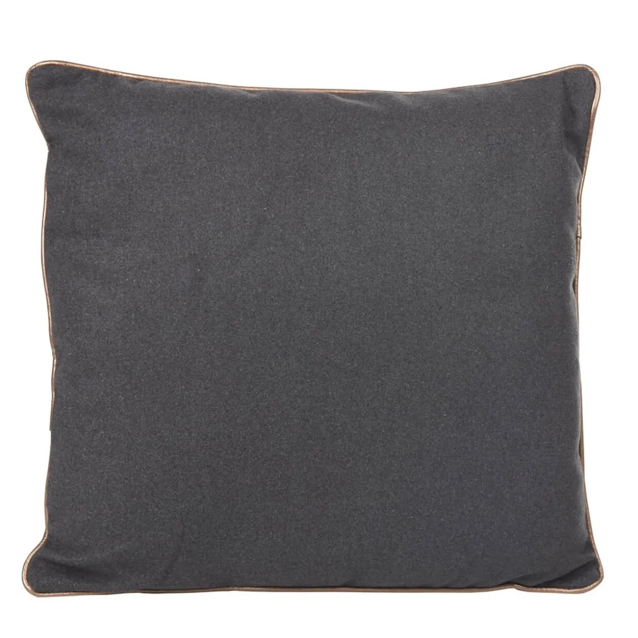 Coussin laine bouillie gris anthracite bordure marron