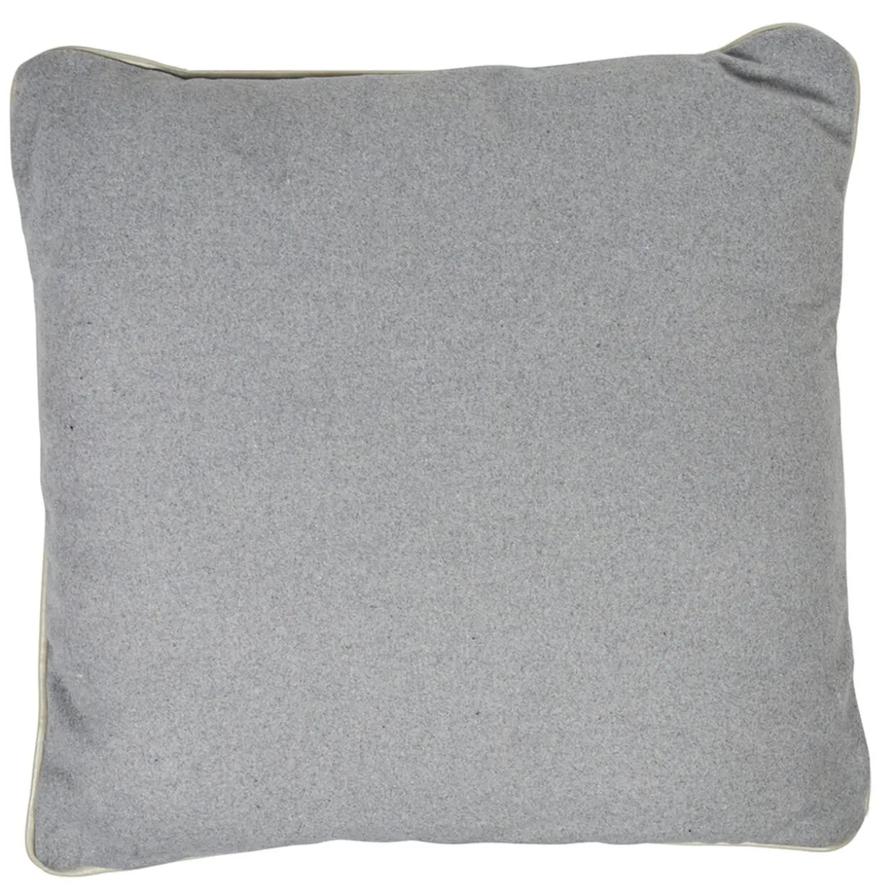 Coussin laine bouillie gris clair bordure blanche
