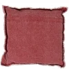 Coussin lie de vin délavé avec frange