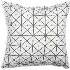Coussin motif géométrique gris et blanc