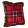 Coussin motif tartan rouge ou gris