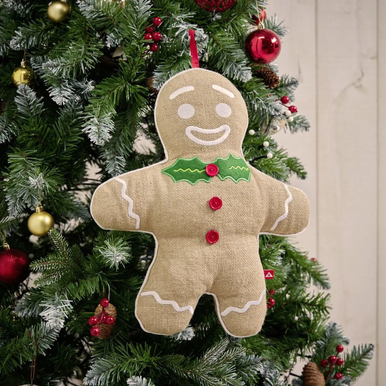 Coussin Noël bonhomme pain d'épices 35xH42cm