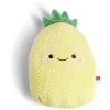Coussin peluche forme ananas polyester jaune 26x25cm