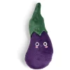 Coussin peluche forme aubergine polyester violet 38x16cm