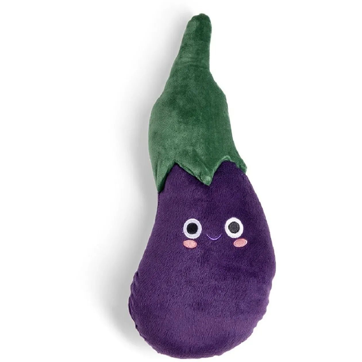 Coussin peluche forme aubergine polyester violet 38x16cm