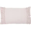Coussin rectangulaire à pompon vieux rose 100% coton 35x55cm