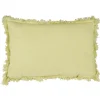 Coussin rectangulaire avec franges jaune uni