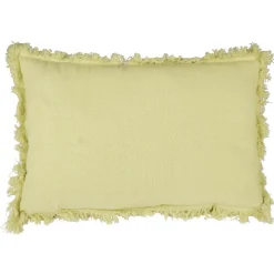 Coussin rectangulaire avec franges jaune uni
