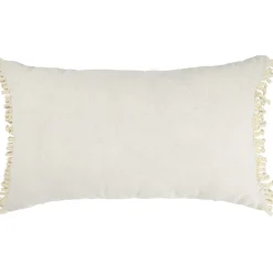 Coussin rectangulaire beige uni à franges 30x50cm