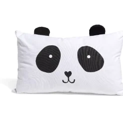 Coussin rectangulaire blanc design panda oreilles en relief
