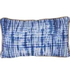 Coussin rectangulaire bleu et blanc coton design cyclade