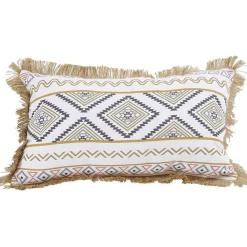 Coussin rectangulaire design ethnique beige 30x50cm - Orylia