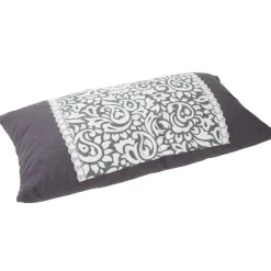 Coussin rectangulaire Dolce Vita décor dentelle blanc gris