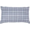 Coussin rectangulaire gris et blanc motif carreaux