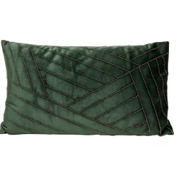 Coussin rectangulaire imitation velours décor perles dorées 30x50cm