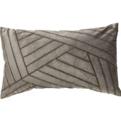 Coussin rectangulaire imitation velours décor perles dorées 30x50cm
