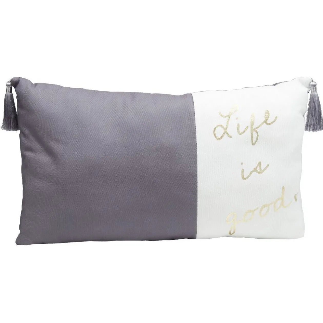 Coussin rectangulaire Life is good gris et blanc