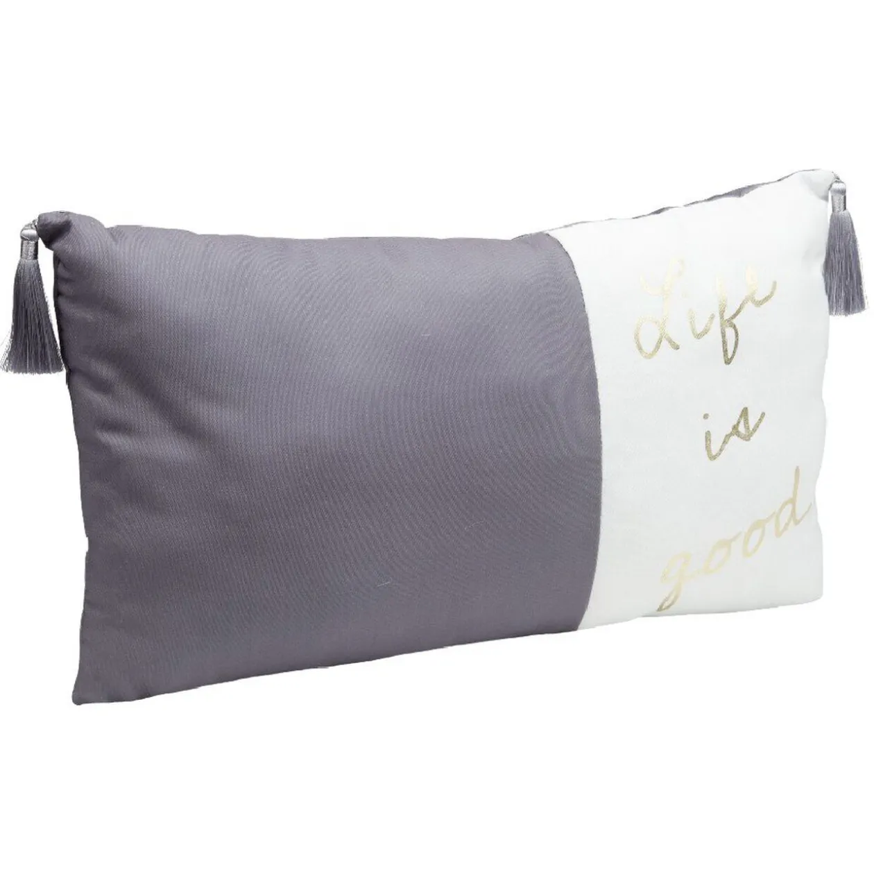 Coussin rectangulaire Life is good gris et blanc