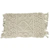 Coussin rectangulaire macramé blanc écru