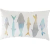 Coussin Rocio imprimé poisson blanc et bleu 30x50cm