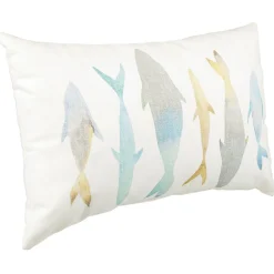 Coussin Rocio imprimé poisson blanc et bleu 30x50cm