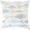 Coussin Rocio imprimé poisson blanc et bleu 45x45cm