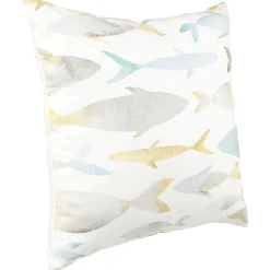 Coussin Rocio imprimé poisson blanc et bleu 45x45cm
