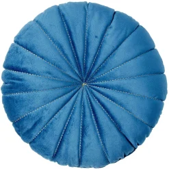 Coussin rond velours bleu Ø40cm