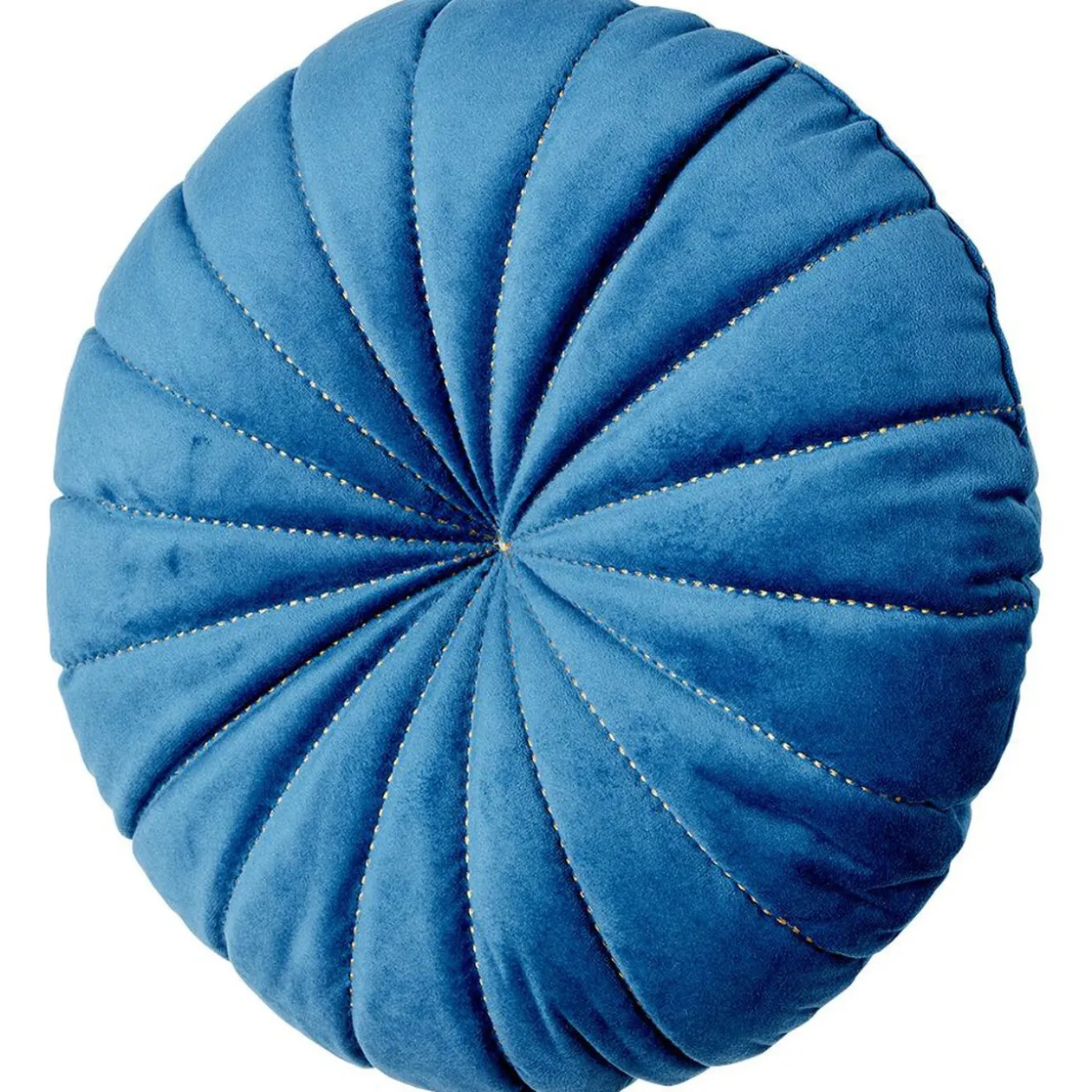 Coussin rond velours bleu Ø40cm