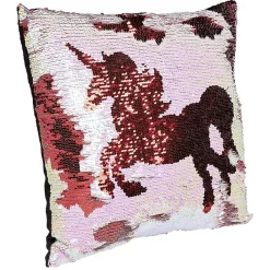 Coussin sequin motif licorne