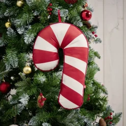 Coussin sucre d'orge rouge et blanc L42cm