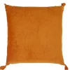 Coussin terracotta à pompons