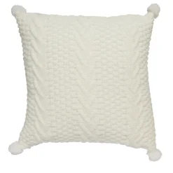 Coussin tricot avec pompons 40x40cm