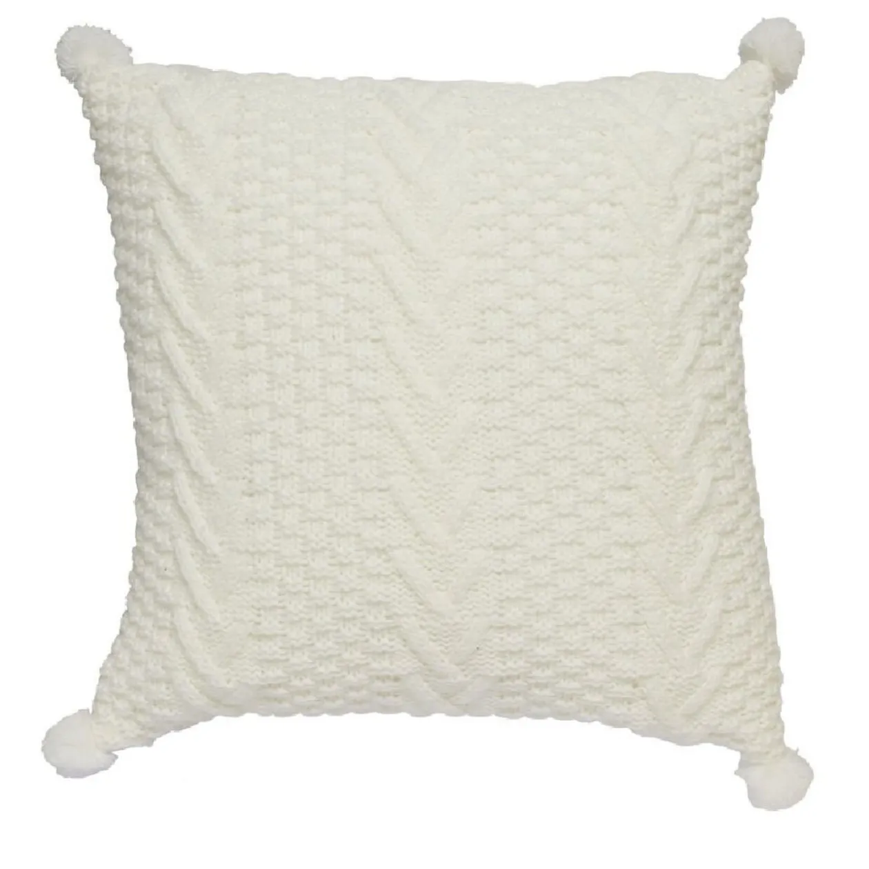 Coussin tricot avec pompons 40x40cm
