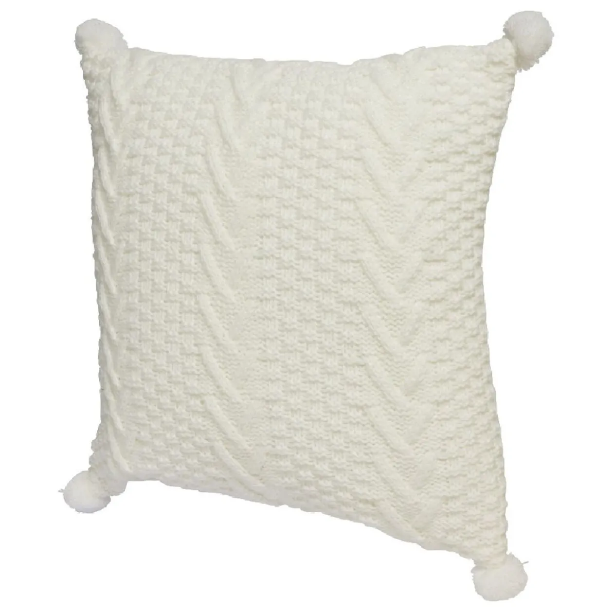 Coussin tricot avec pompons 40x40cm
