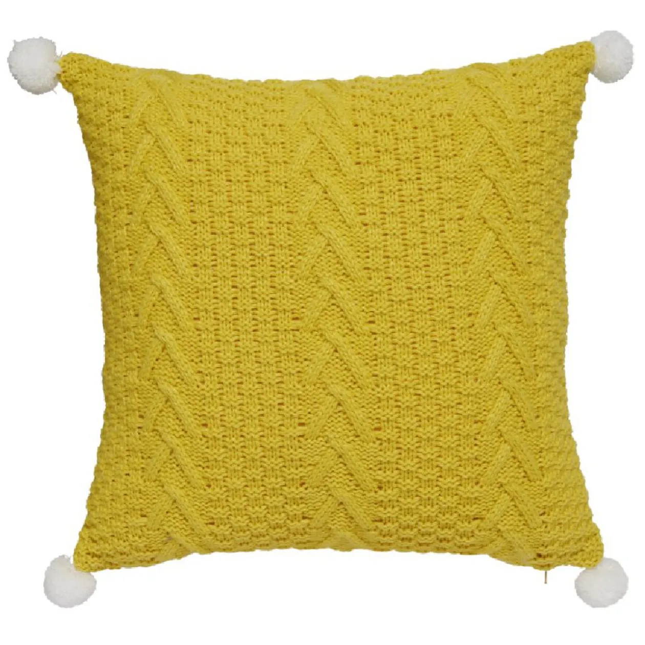 Coussin tricot avec pompons 40x40cm
