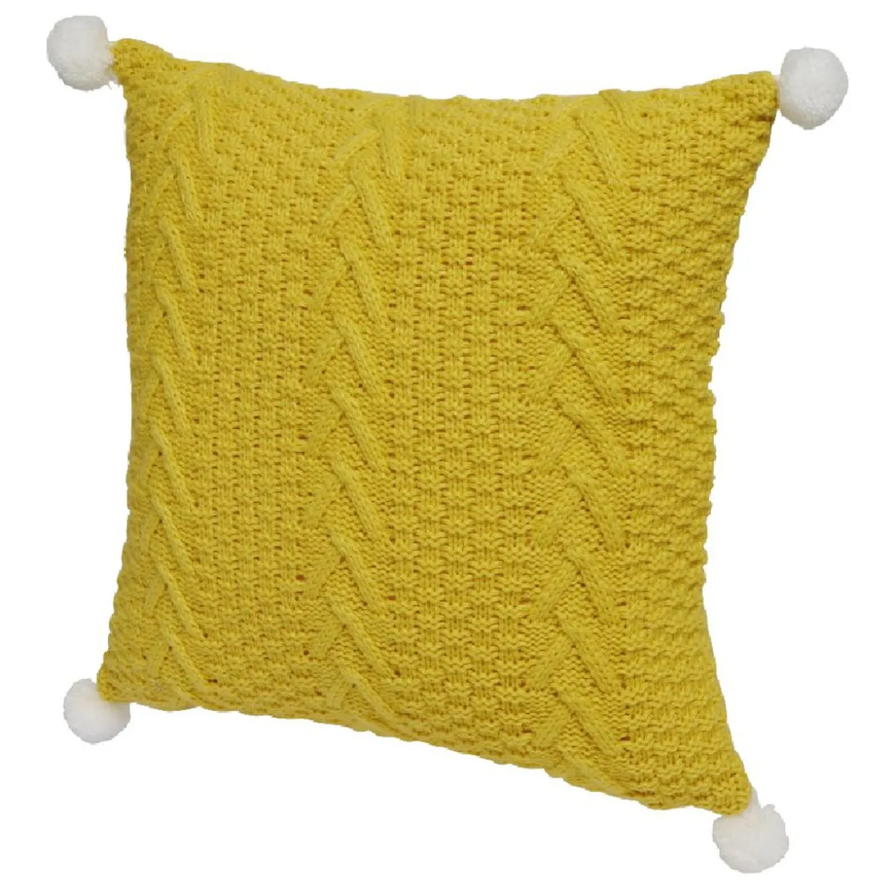 Coussin tricot avec pompons 40x40cm
