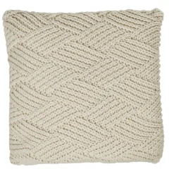 Coussin tricot blanc cassé