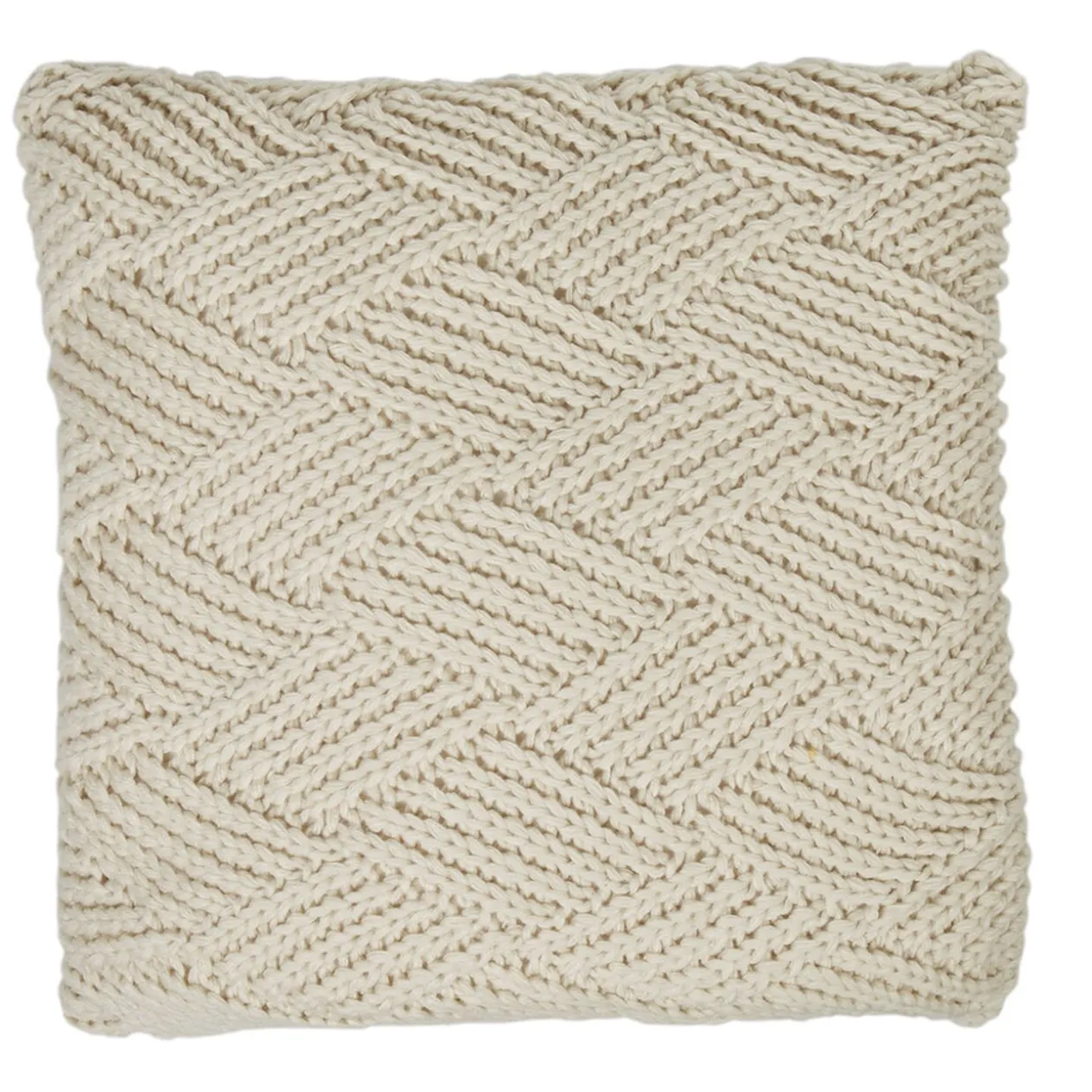 Coussin tricot blanc cassé