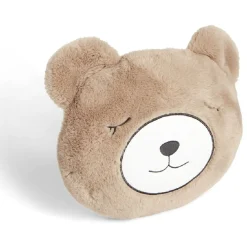 Coussin tête d'ourson polyester marron Ø33cm